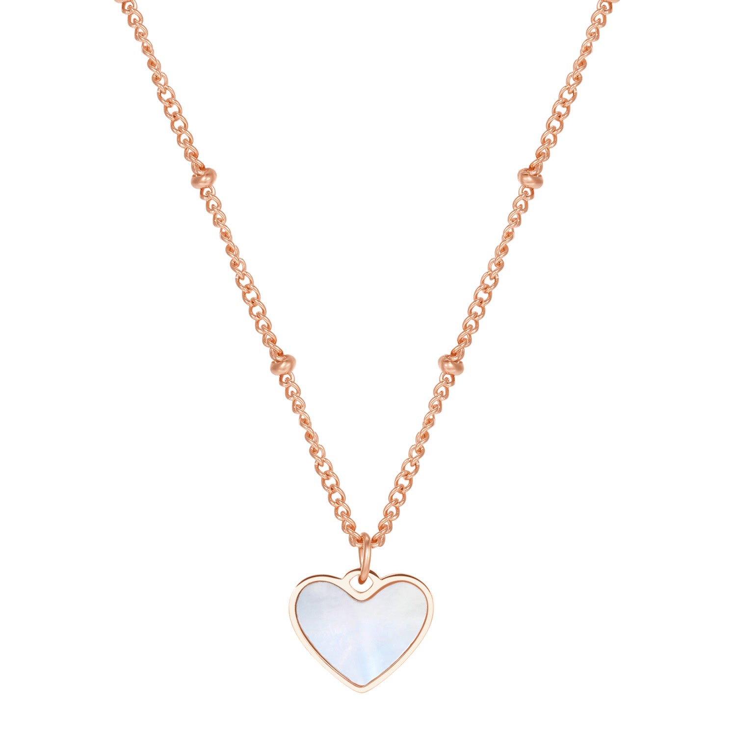 Collar de Cadena con Colgante Corazón Concha en Oro Rosa